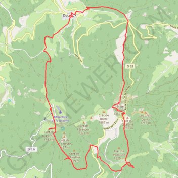 Itinéraire trace-gps-crets-pilat, distance, dénivelé, altitude, carte, profil, trace GPS
