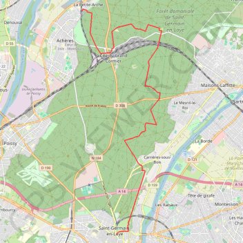 Itinéraire DAcheres a St Germain, distance, dénivelé, altitude, carte, profil, trace GPS