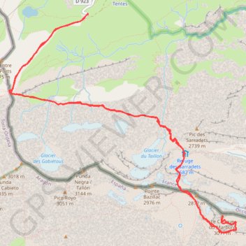 Itinéraire Le Casque du Marboré, distance, dénivelé, altitude, carte, profil, trace GPS