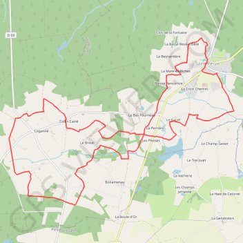 Itinéraire Saint péran la clairiere, distance, dénivelé, altitude, carte, profil, trace GPS