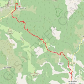 Itinéraire Grande Traversée des PréAlpes : La Chaudière - Saint-Nazaire-le-Désert, distance, dénivelé, altitude, carte, profil, trace GPS