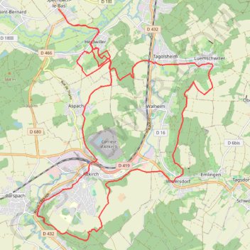 Itinéraire Barbec Sundgau, distance, dénivelé, altitude, carte, profil, trace GPS