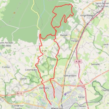 Itinéraire Au fil des Chemins d'Ecouves, distance, dénivelé, altitude, carte, profil, trace GPS