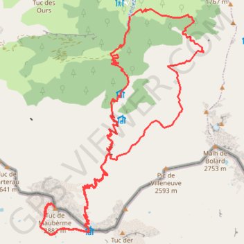 Itinéraire Pic de Mauberné, distance, dénivelé, altitude, carte, profil, trace GPS