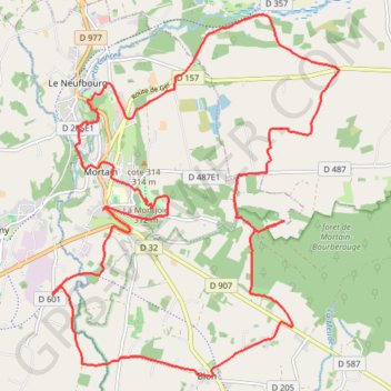 Itinéraire Circuit autour de Neufbourg, distance, dénivelé, altitude, carte, profil, trace GPS