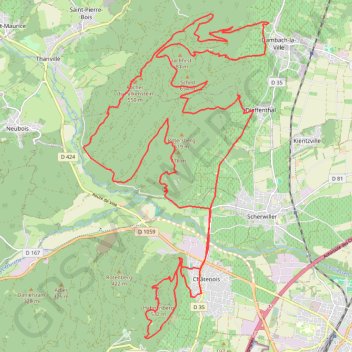 Itinéraire Châteaux près de Châtenois, distance, dénivelé, altitude, carte, profil, trace GPS