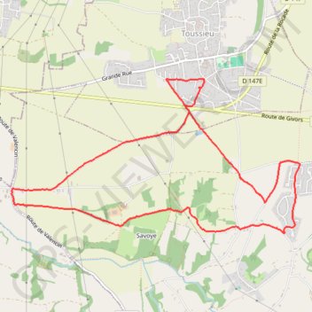 Itinéraire Course à pied sur Toussieu, distance, dénivelé, altitude, carte, profil, trace GPS