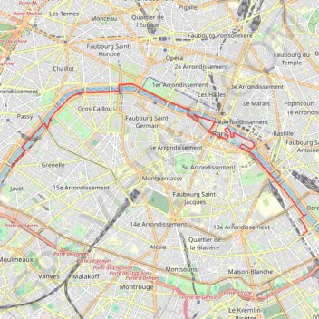 Itinéraire Les ponts de Paris, distance, dénivelé, altitude, carte, profil, trace GPS