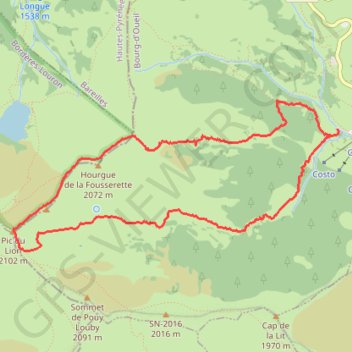 Itinéraire Bourg-d'Oueil - Pic du Lion, distance, dénivelé, altitude, carte, profil, trace GPS