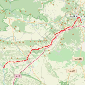 Itinéraire Estella Lizarra - Torres del Rio, distance, dénivelé, altitude, carte, profil, trace GPS