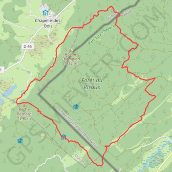 Itinéraire Risoux franco-suisse, distance, dénivelé, altitude, carte, profil, trace GPS