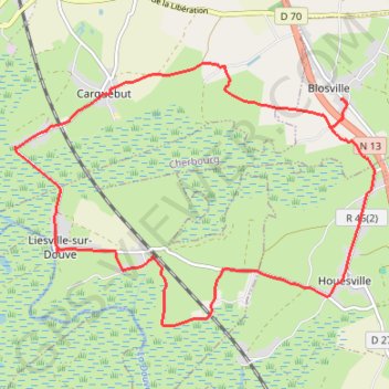 Itinéraire Blosville (50480), distance, dénivelé, altitude, carte, profil, trace GPS
