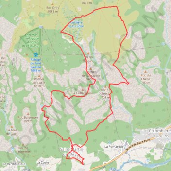 Itinéraire Saint Martin de Larçon, distance, dénivelé, altitude, carte, profil, trace GPS
