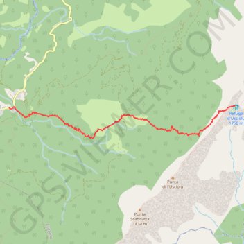 Itinéraire Boucle du Haut-Taravu (J1/E1) : de Cuzzà (Cozzano) au refuge d'Usciolu, liaison GR20, Corsica (Corse), distance, dénivelé, altitude, carte, profil, trace GPS