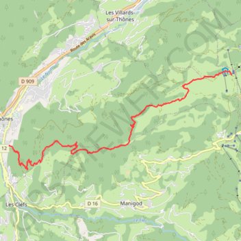 Itinéraire Beauregard - Thônes, distance, dénivelé, altitude, carte, profil, trace GPS