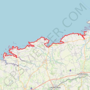 Itinéraire Sentier côtier entre Santec et Brouennou, distance, dénivelé, altitude, carte, profil, trace GPS