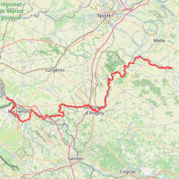 Itinéraire Les Rives de La Boutonne, distance, dénivelé, altitude, carte, profil, trace GPS