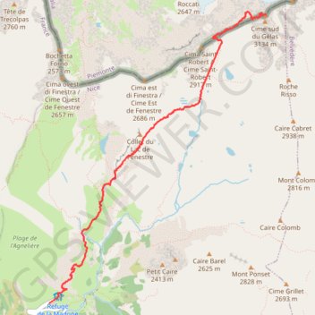 Itinéraire Cime du Gelas par Arete Ouest, distance, dénivelé, altitude, carte, profil, trace GPS