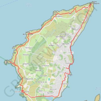 Itinéraire Roscanvel Pte des Espagnols, distance, dénivelé, altitude, carte, profil, trace GPS