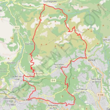 Itinéraire Le Rouret - Col de Vence, distance, dénivelé, altitude, carte, profil, trace GPS