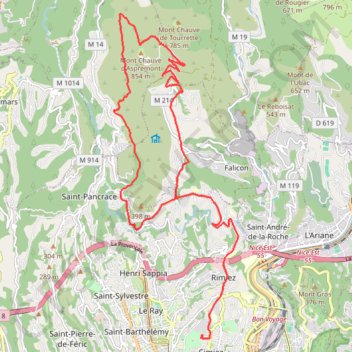 Itinéraire Mont Chauve d'Aspremont, distance, dénivelé, altitude, carte, profil, trace GPS