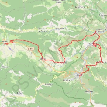 Itinéraire Puivert - Quillan (Tour des châteaux du Pays Cathare), distance, dénivelé, altitude, carte, profil, trace GPS