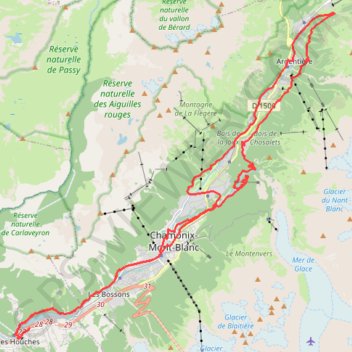 Itinéraire Les Houches Le Tour (petit balcon nord), distance, dénivelé, altitude, carte, profil, trace GPS