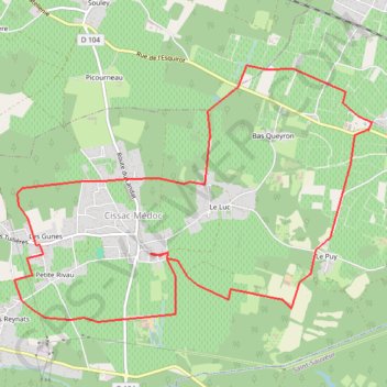 Itinéraire Cissac, distance, dénivelé, altitude, carte, profil, trace GPS