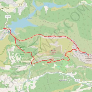 Itinéraire Barrage de Bimont - Croix de Provence par Imoucha - Relais Cezanne, distance, dénivelé, altitude, carte, profil, trace GPS