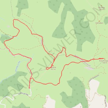 Itinéraire Buluntza, Gatarre et Handiague en circuit depuis le col d'Handiague, distance, dénivelé, altitude, carte, profil, trace GPS