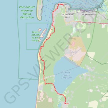Itinéraire En remontant vers Arcachon, distance, dénivelé, altitude, carte, profil, trace GPS