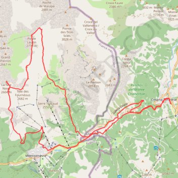 Itinéraire Col de Lauzet Tete Noire (francia), distance, dénivelé, altitude, carte, profil, trace GPS