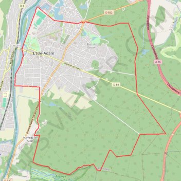 Itinéraire Boucle Isle Adam, distance, dénivelé, altitude, carte, profil, trace GPS