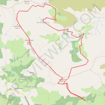 Itinéraire Tour azkonbegi hoxa handia depuis ainhice, distance, dénivelé, altitude, carte, profil, trace GPS