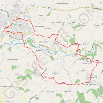 Itinéraire De Saint symphorien à Larajasse, distance, dénivelé, altitude, carte, profil, trace GPS