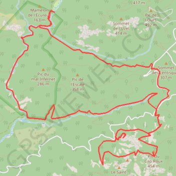 Itinéraire Cap Roux-Lac de l Ecureuil, distance, dénivelé, altitude, carte, profil, trace GPS
