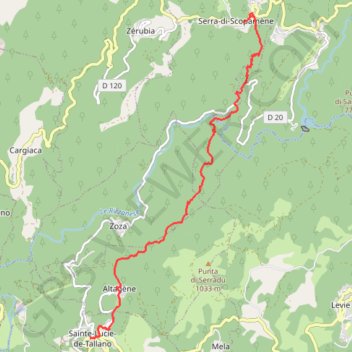 Itinéraire Mare a Mare Sud - De Serra di Scopamena à Santa Lucia di Tallano, distance, dénivelé, altitude, carte, profil, trace GPS