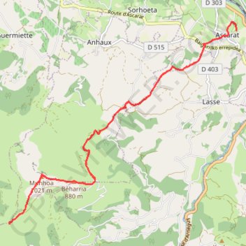 Itinéraire Col d'Urdanzia - Saint Jean Pied de Port, distance, dénivelé, altitude, carte, profil, trace GPS