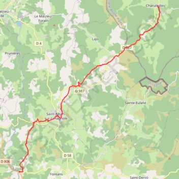 Itinéraire Chanaleilles - Les Estrets, distance, dénivelé, altitude, carte, profil, trace GPS