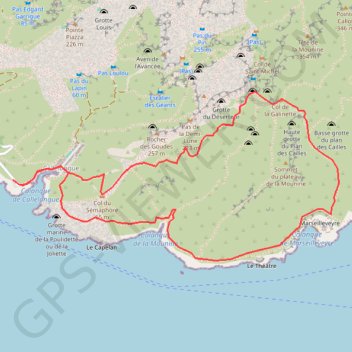 Itinéraire Calanques - Callelongue - Mounine - Marseilleveyre, distance, dénivelé, altitude, carte, profil, trace GPS