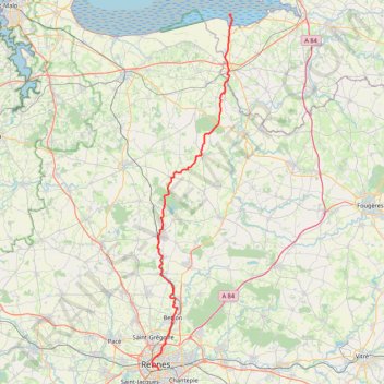 Itinéraire Le_Mont-Saint-Michel,_France-Place_de_la_Gare,_Rennes,_France, distance, dénivelé, altitude, carte, profil, trace GPS