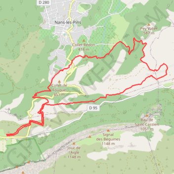 Itinéraire Sainte-Baume - Chemin des Roys, distance, dénivelé, altitude, carte, profil, trace GPS