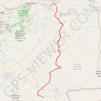 Itinéraire Boudnib - Guercif - 2016 (1), distance, dénivelé, altitude, carte, profil, trace GPS