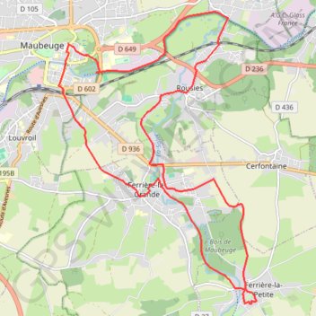 Itinéraire Liaison Voie Verte de l'Avesnois - Maubeuge, distance, dénivelé, altitude, carte, profil, trace GPS