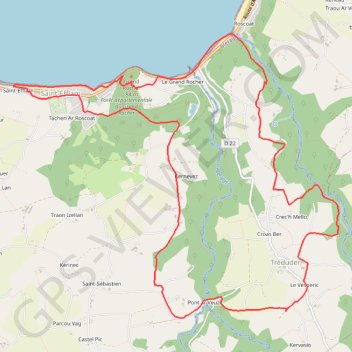 Itinéraire Saint Efflam, le rocher rouge, distance, dénivelé, altitude, carte, profil, trace GPS