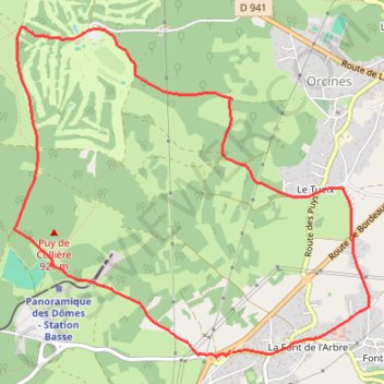 Itinéraire 63-268, distance, dénivelé, altitude, carte, profil, trace GPS