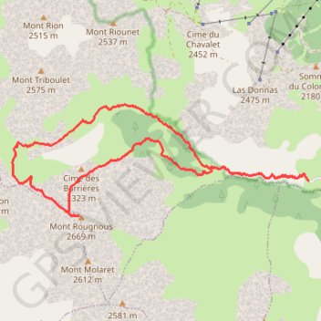 Itinéraire Mont Rougnous, distance, dénivelé, altitude, carte, profil, trace GPS