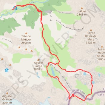 Itinéraire Marinet-mary - lacs du Roure, distance, dénivelé, altitude, carte, profil, trace GPS