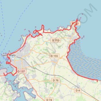 Itinéraire Randonnée entre le Mont Saint-Michel et Saint-Brieuc, distance, dénivelé, altitude, carte, profil, trace GPS