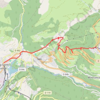 Itinéraire Bourg-Saint-Maurice à la Rosière 1850, distance, dénivelé, altitude, carte, profil, trace GPS